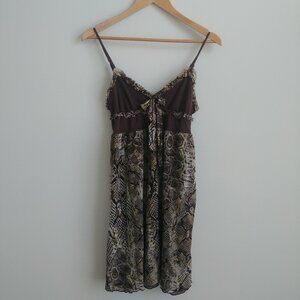 Y2K vibe Koan made in Italy brown snakeskin stretchy soft babydoll mini dress